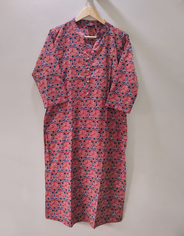 Venetian Red Cotton Long Kurta