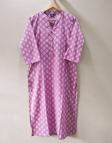 Mauve Cotton Long Kurta