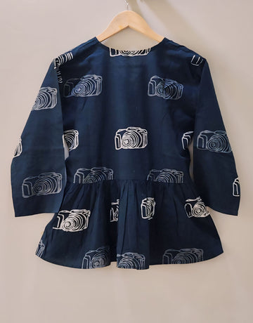 Midnight Peplum Top (kantha fabric)